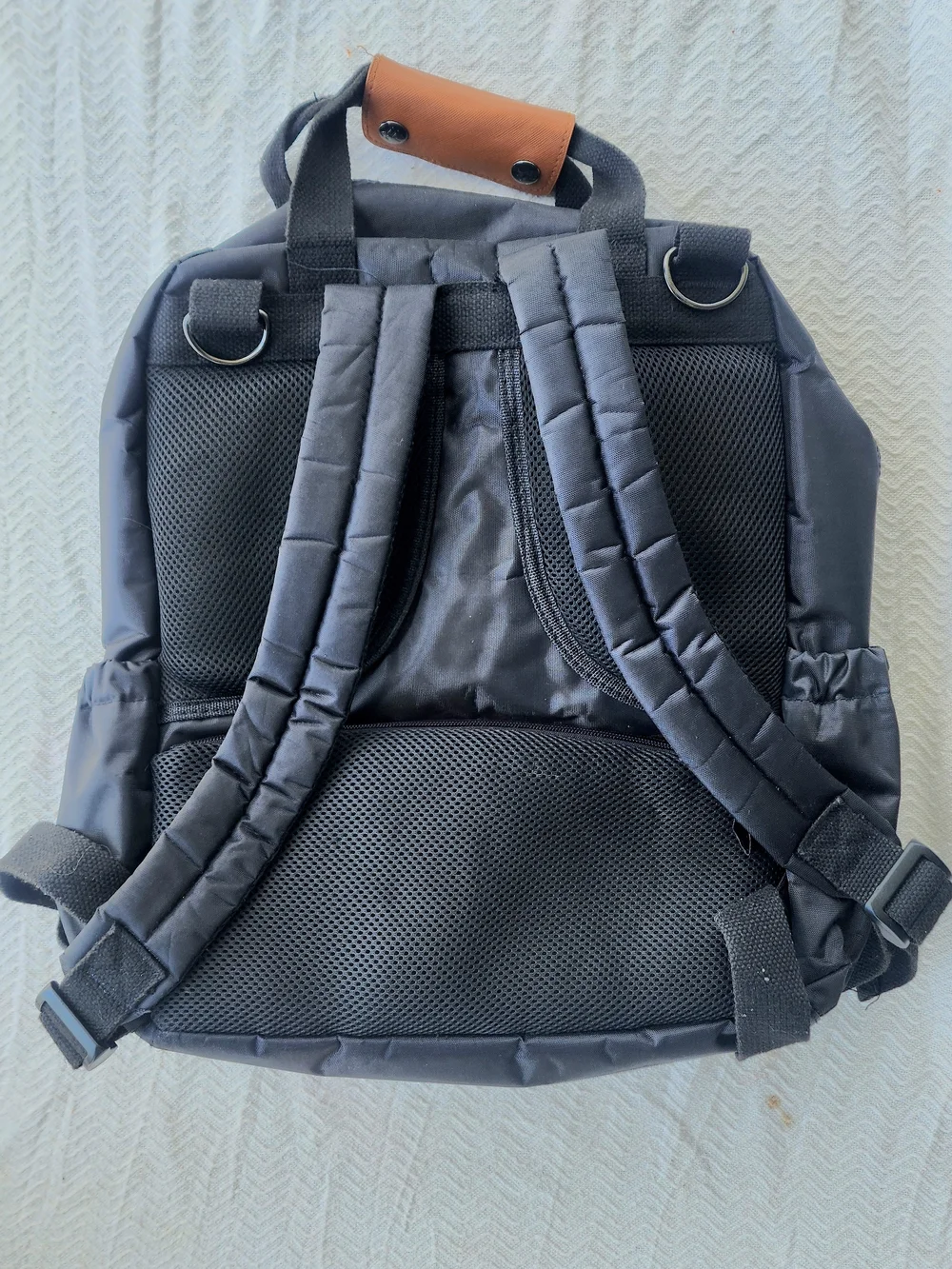 J J Cole Black & Gray Backpack Baby Diaper Bag with Tan Accents